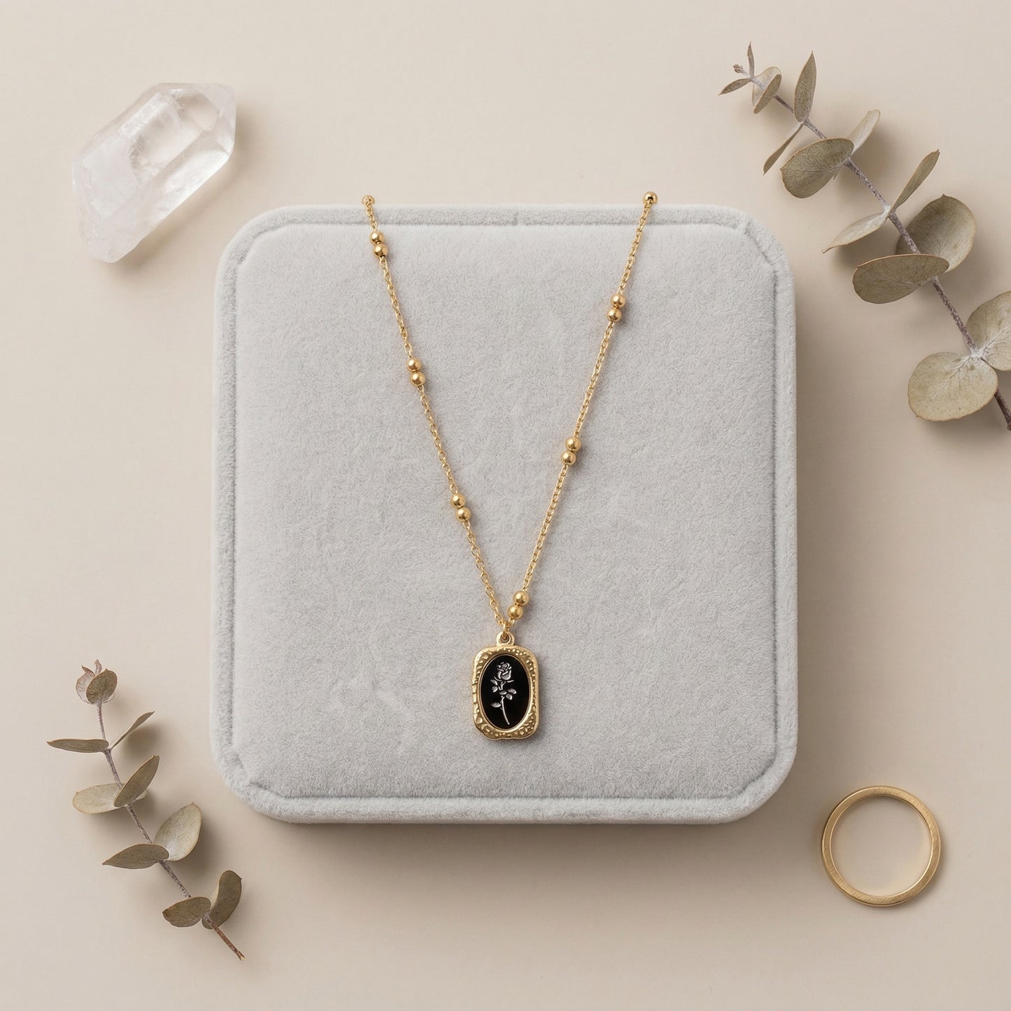 Antique Rose Emblem Pendant Necklace