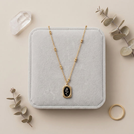 Antique Rose Emblem Pendant Necklace