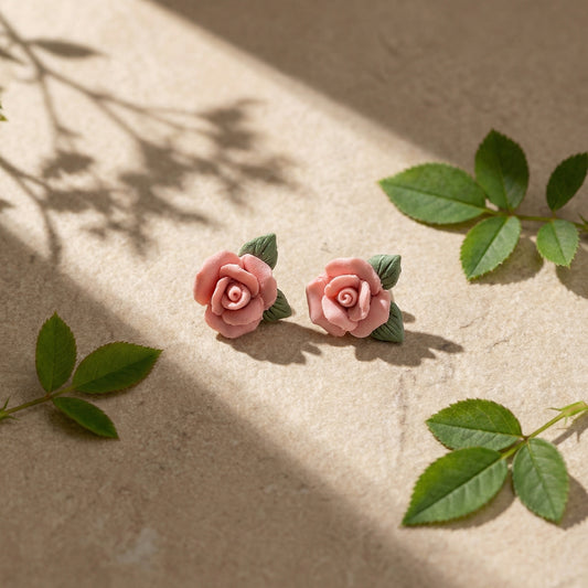 Blush Bloom Rose Stud Earrings