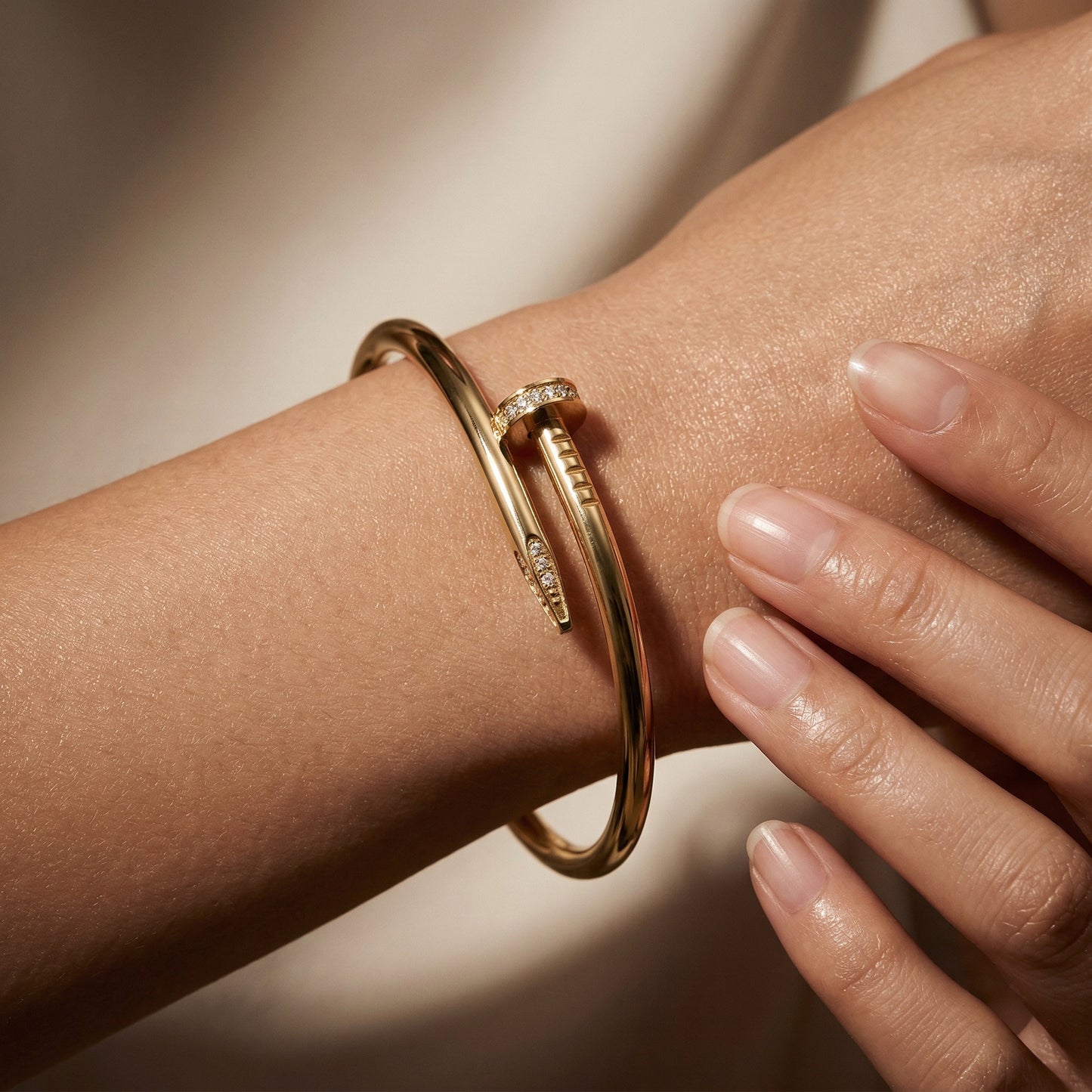 Gold Diamond Nail Luxe Bracelet