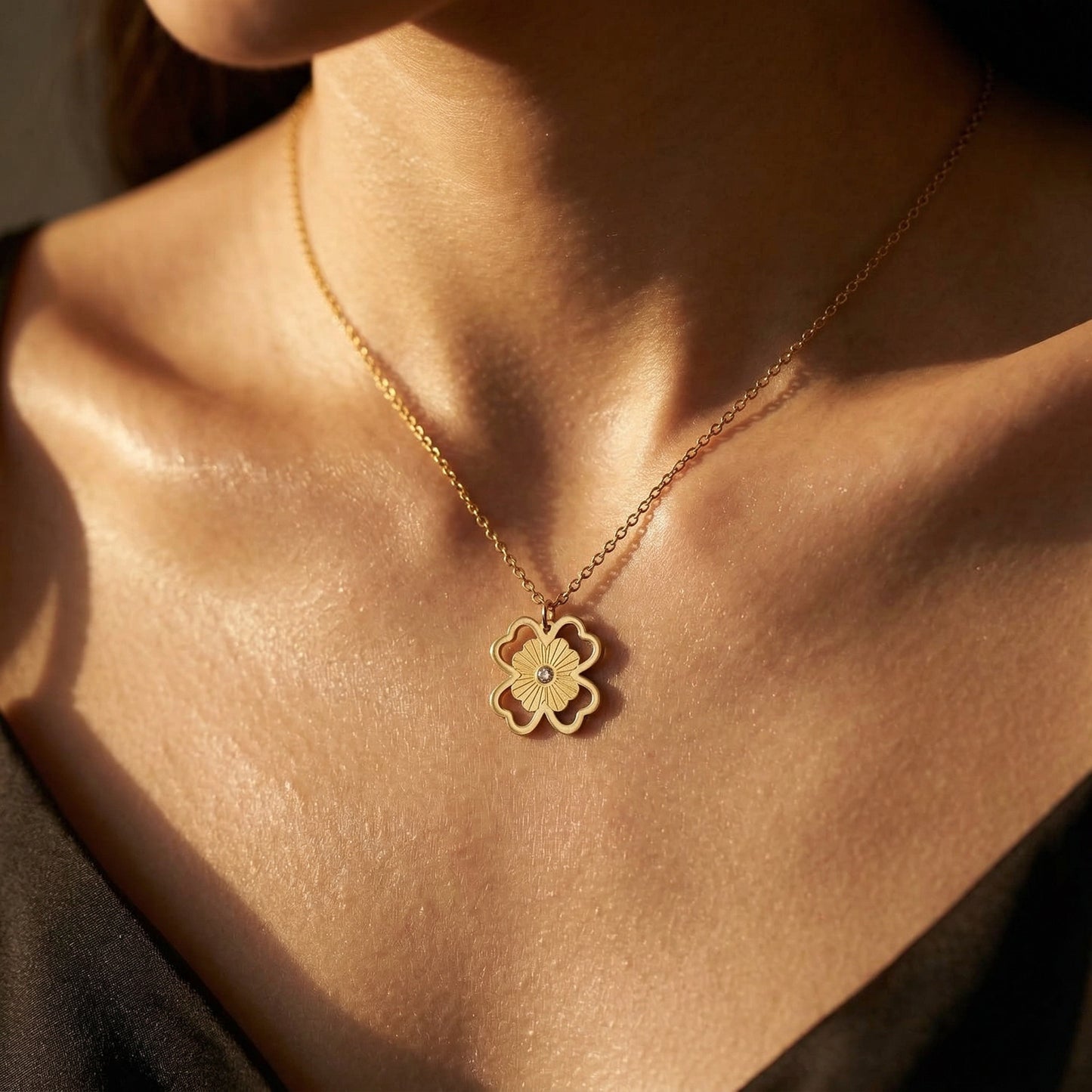 Golden Bloom Pendant Necklace