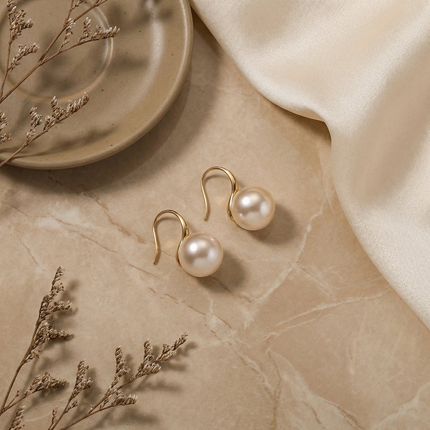 Golden Glow Pearl Drop Earrings