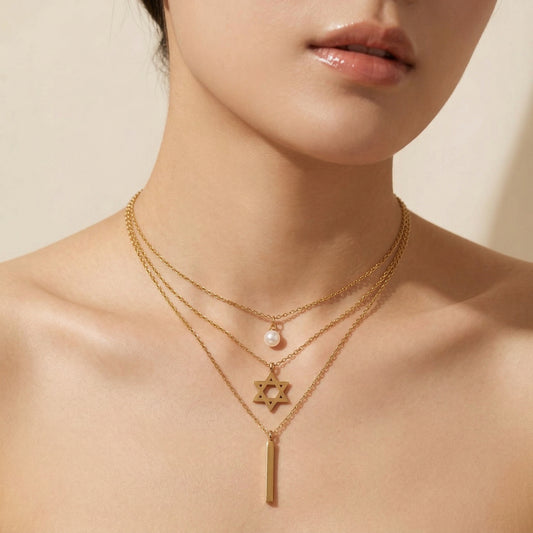 Golden Trinity Layered Necklace