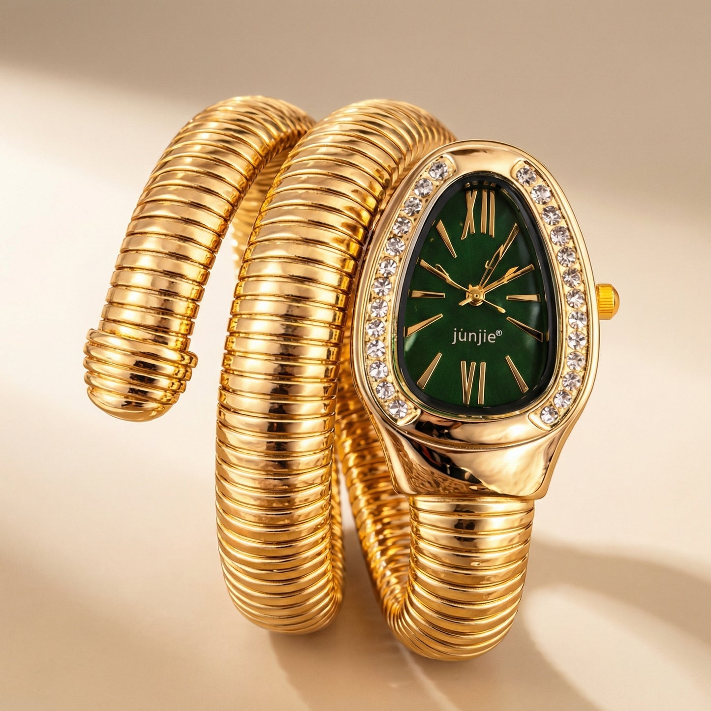 Korean Luxe Wrap Gold Watch – Emerald Green Dial