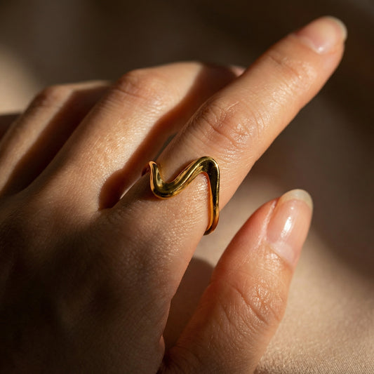 Korean Gold Plated Spiral Open Finger Ring