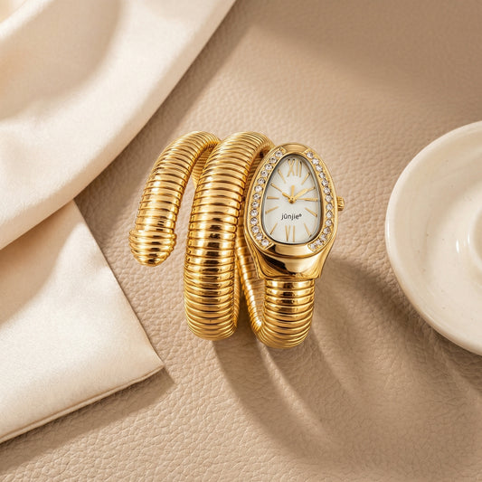 Korean Luxe Wrap Gold Watch – Pearl White Dial