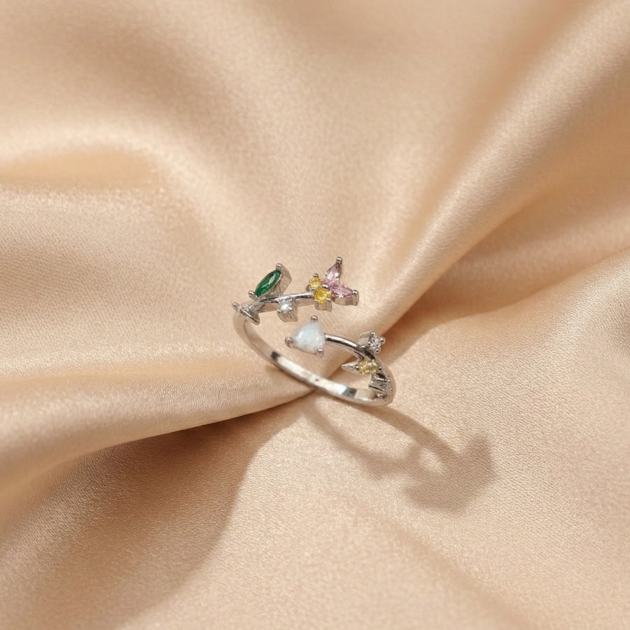 Korean Multicolor Crystal Adjustable Open Finger Ring