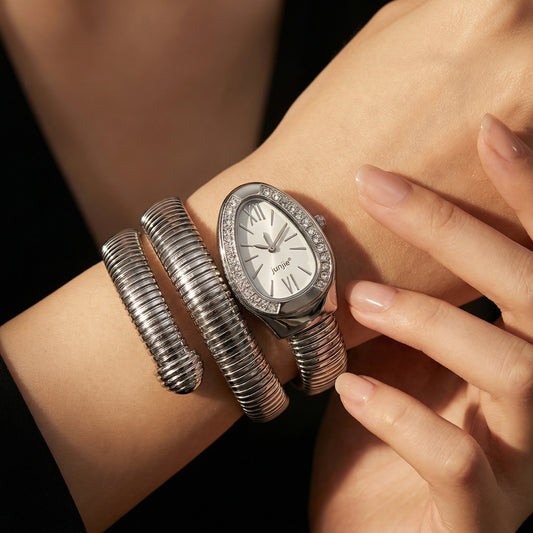 Korean Luxe Wrap Silver Watch – Pearl White Dial