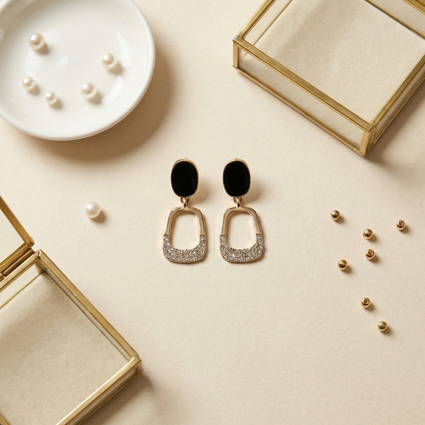 Korean Black Drop Earrings