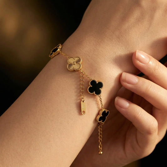 Midnight Clover Gold Bracelet