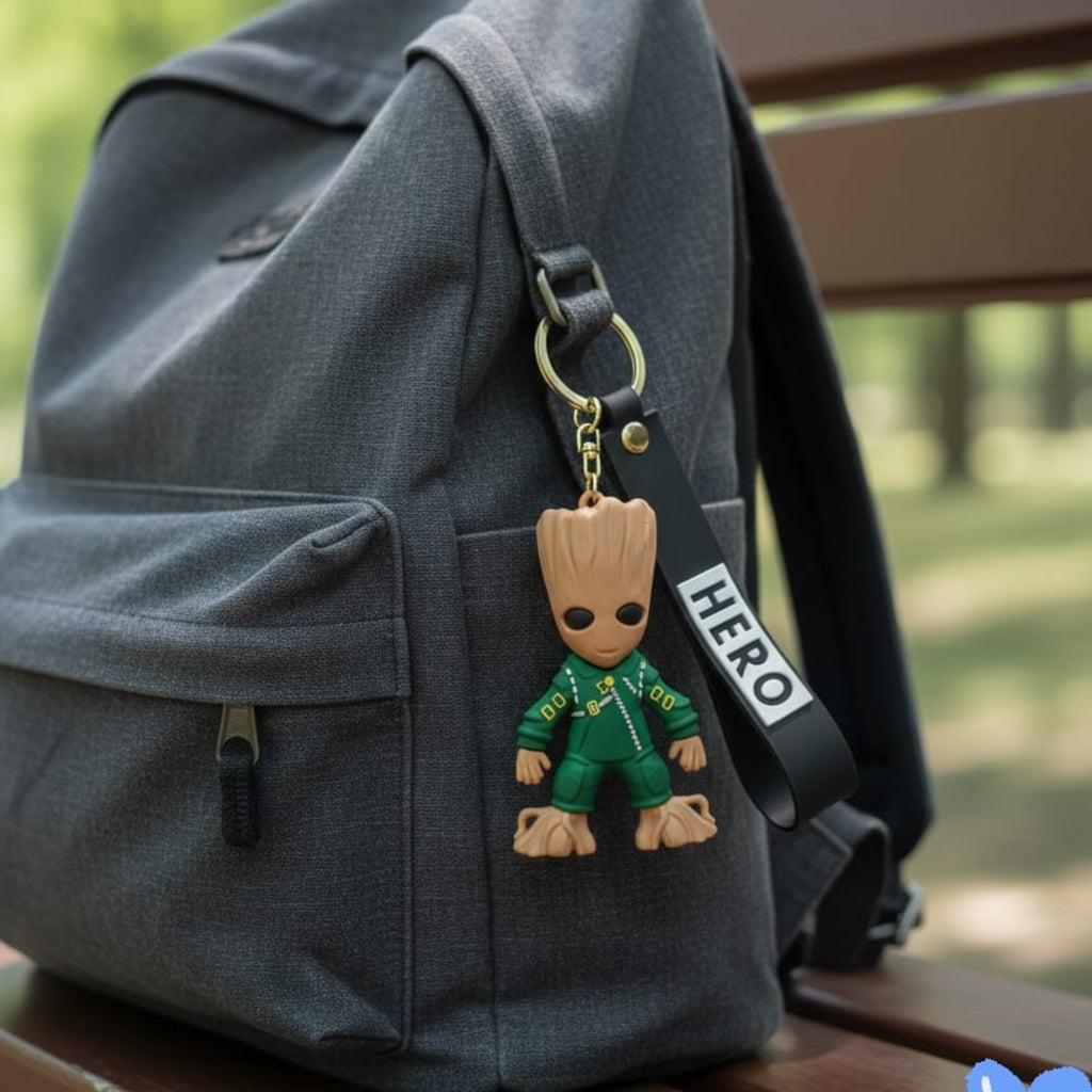 Groot Keychain with Charm