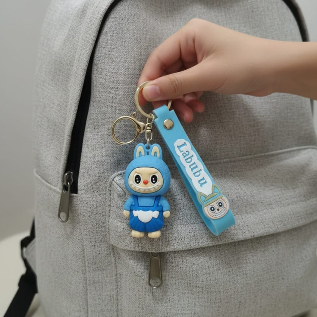 Blue Labubu Keychain with Charm
