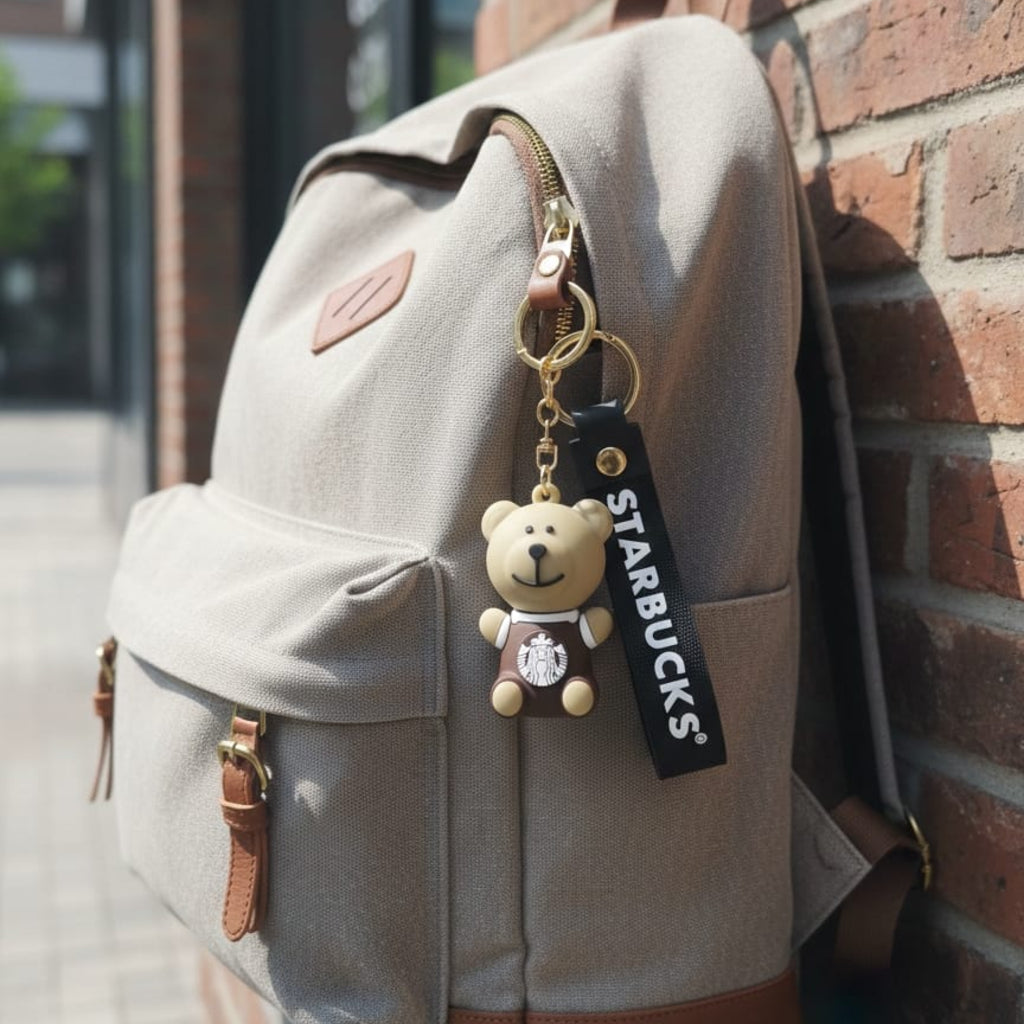 Starbucks Bear Keychain with Charm