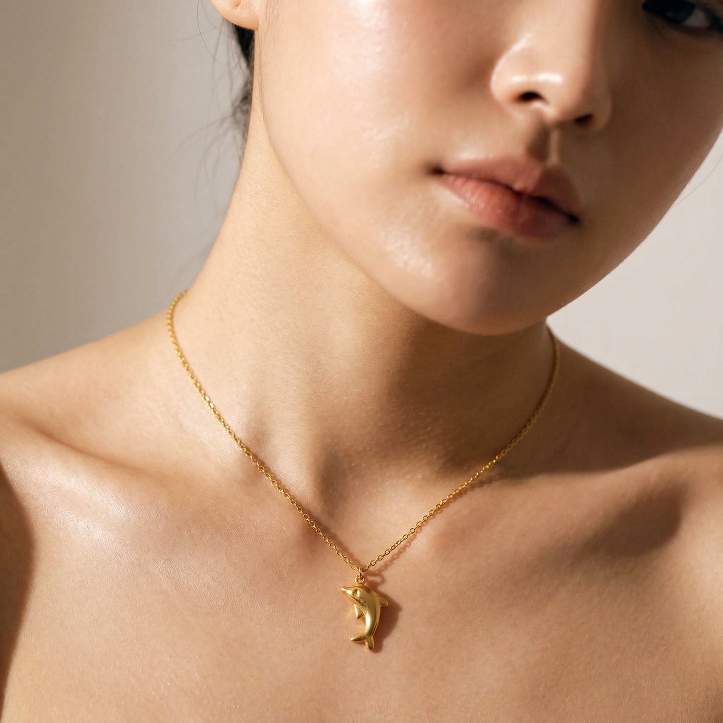 Golden Dolphin Charm Necklace