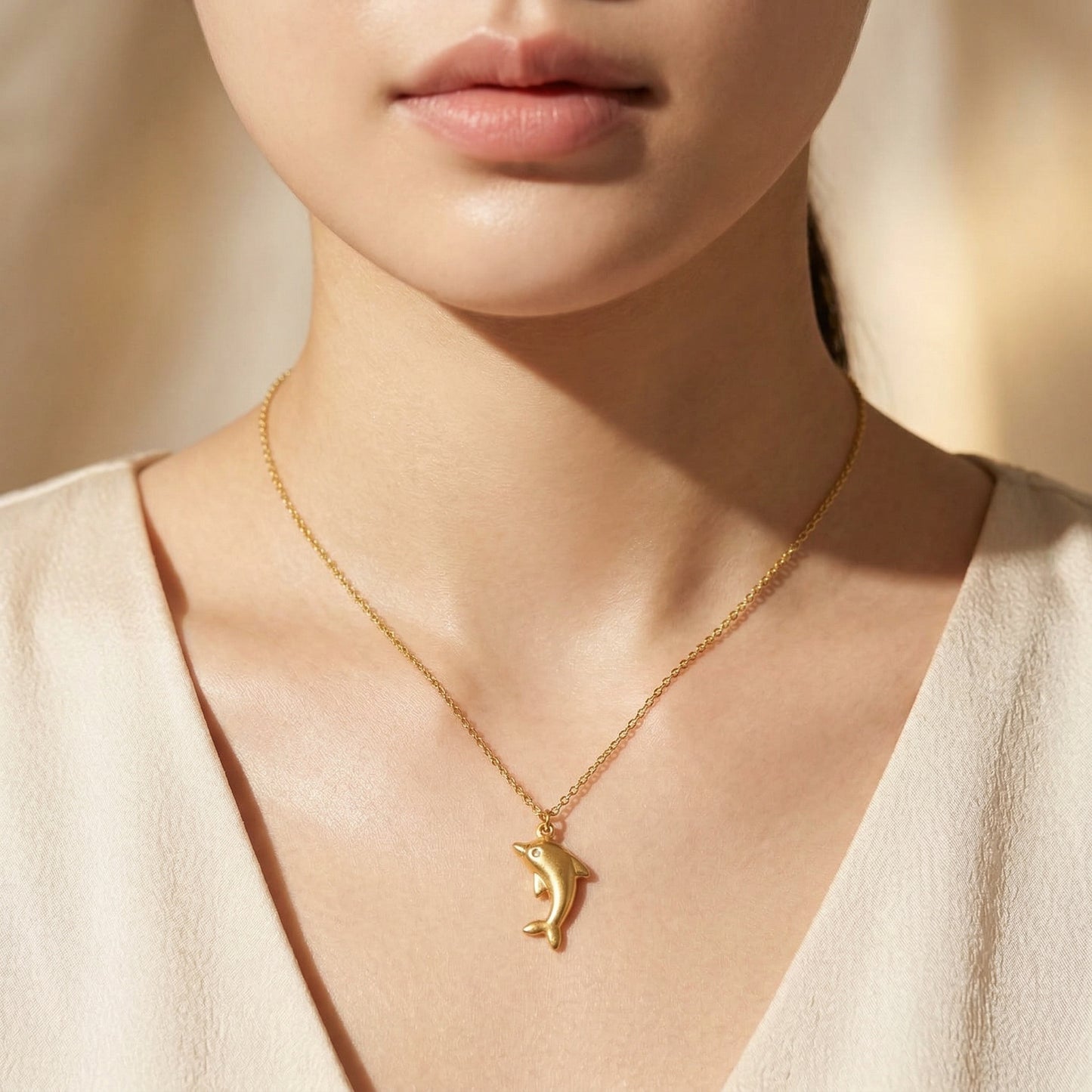Golden Dolphin Charm Necklace