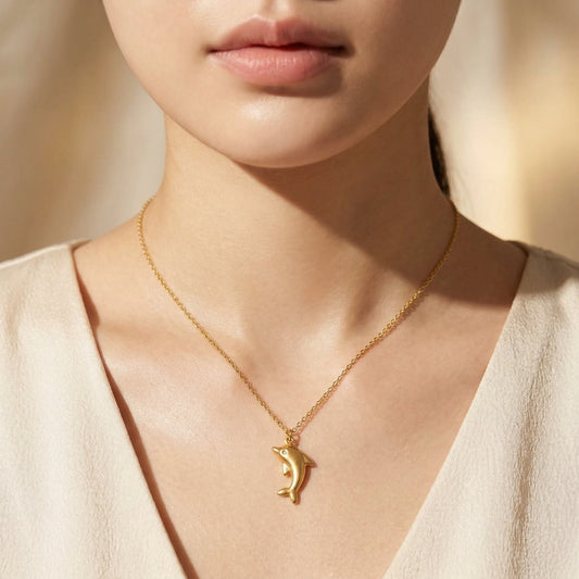 Golden Dolphin Charm Necklace
