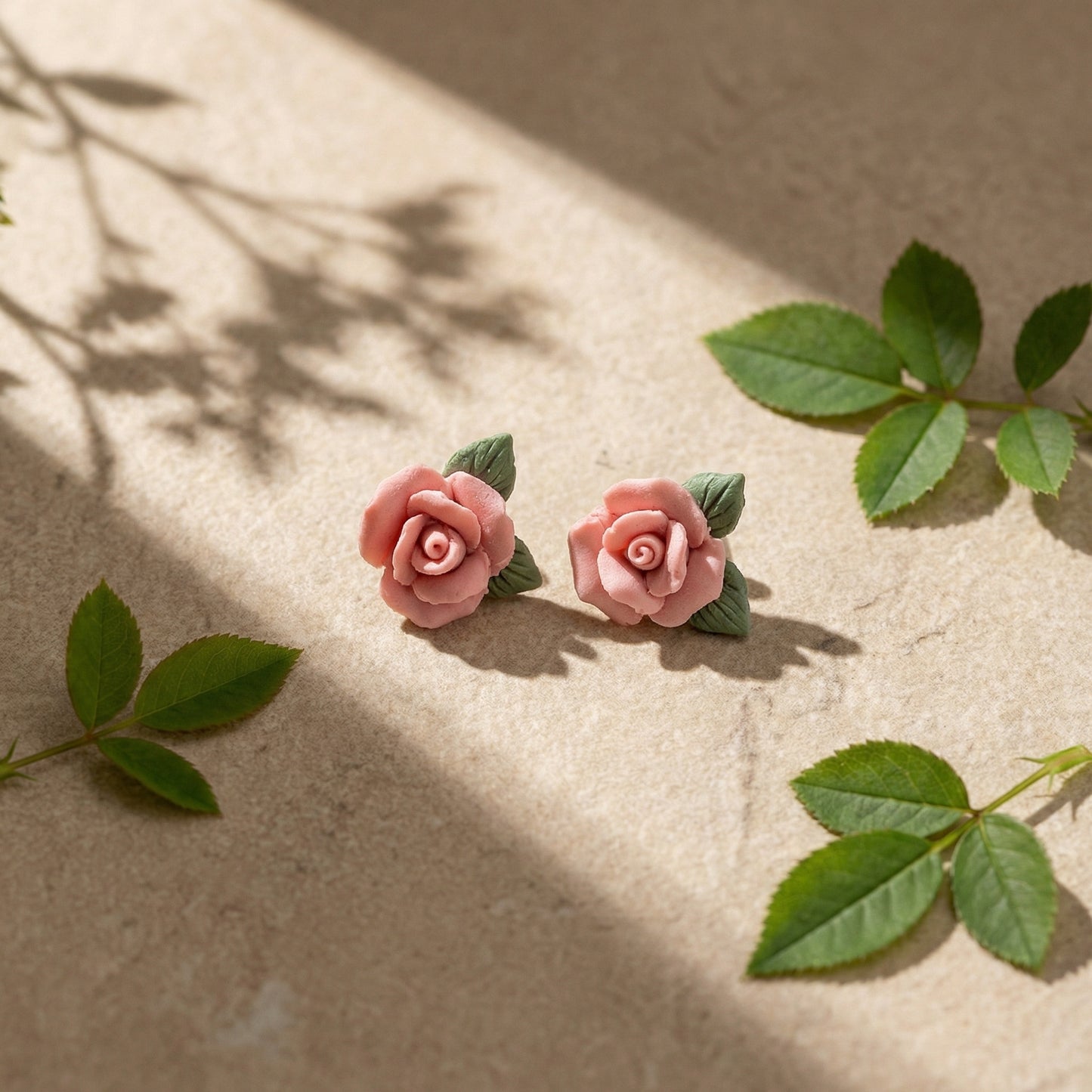Blush Bloom Rose Stud Earrings