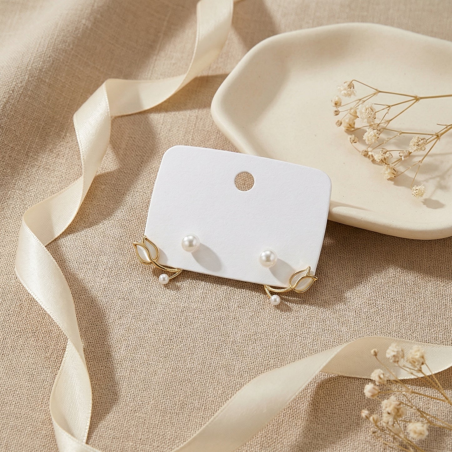 Elegant Dual Pearl Leaf Earrings