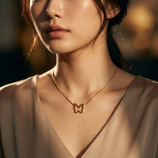 Golden Butterfly Minimal Necklace