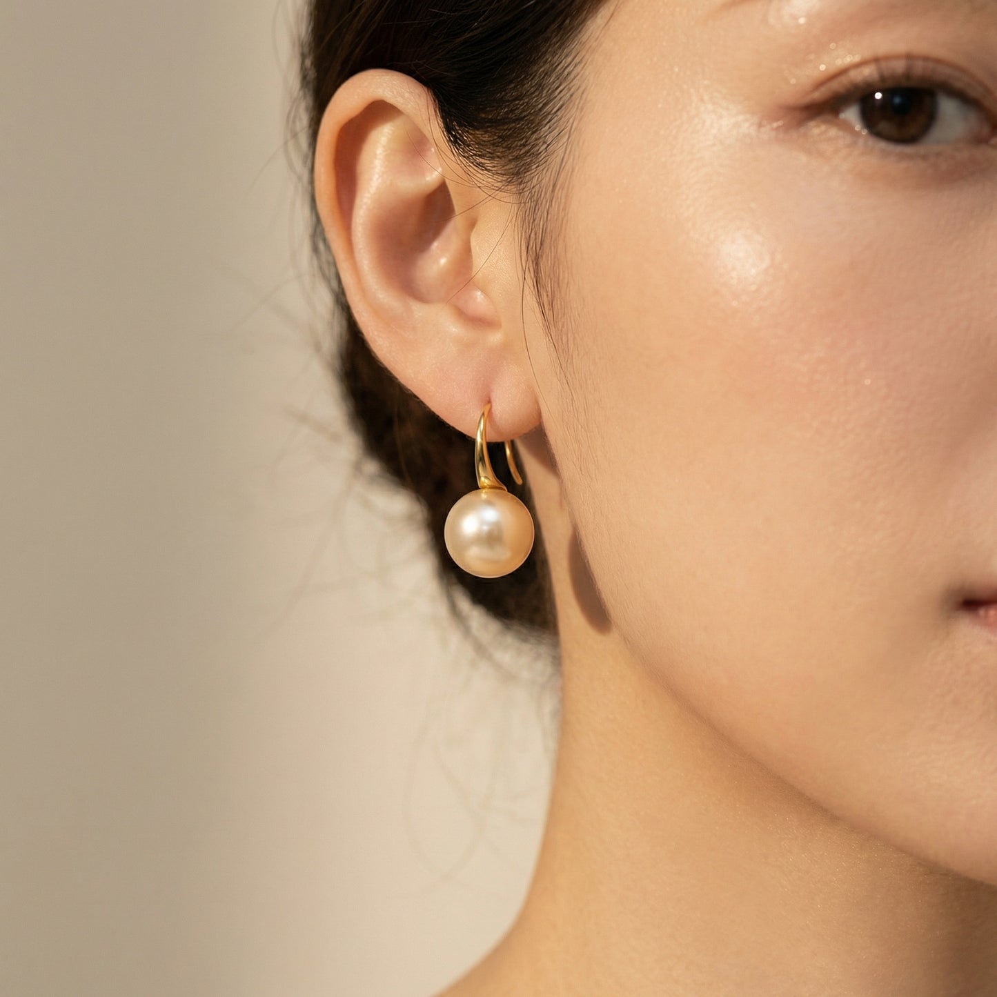 Golden Glow Pearl Drop Earrings