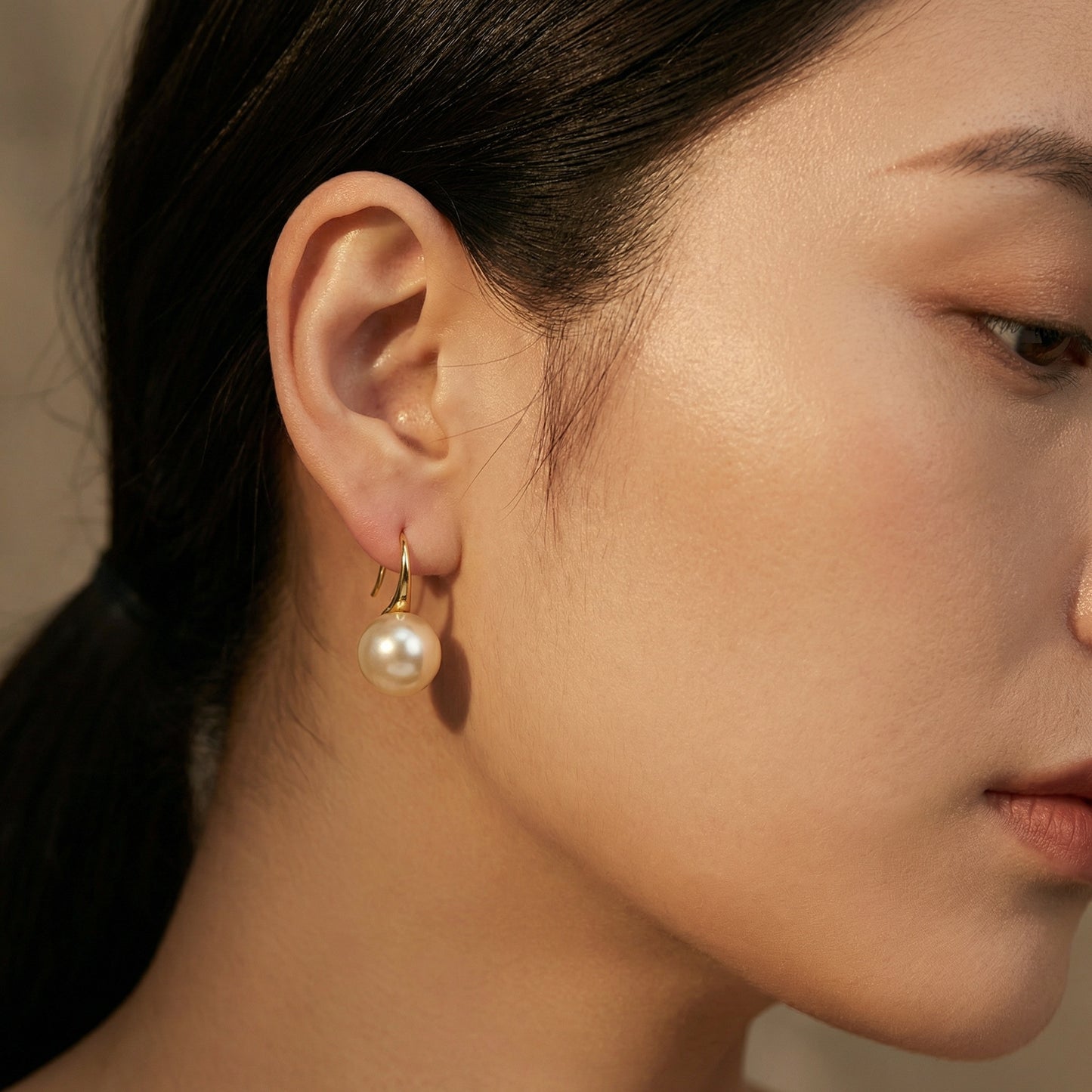 Golden Glow Pearl Drop Earrings