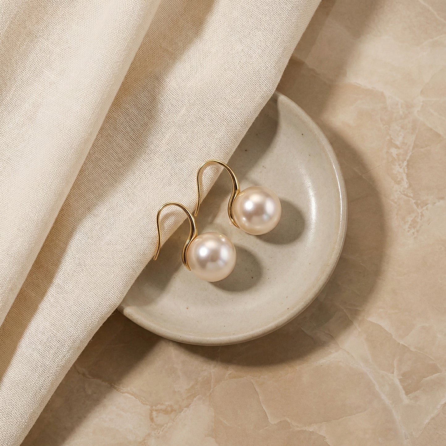 Golden Glow Pearl Drop Earrings