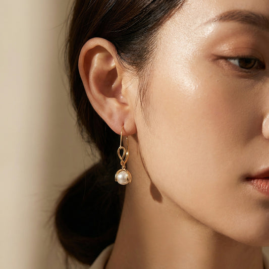 Infinity Pearl Drop Statement Earrings