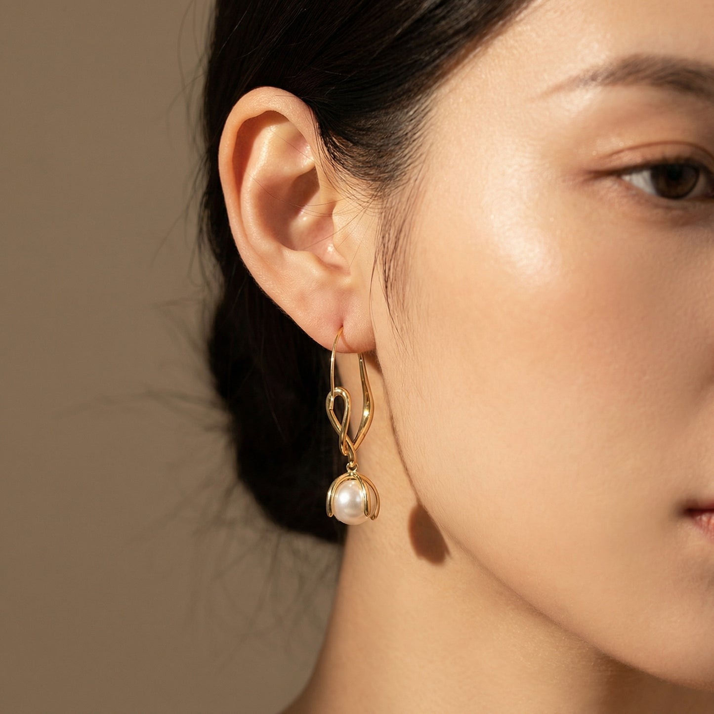 Infinity Pearl Drop Statement Earrings