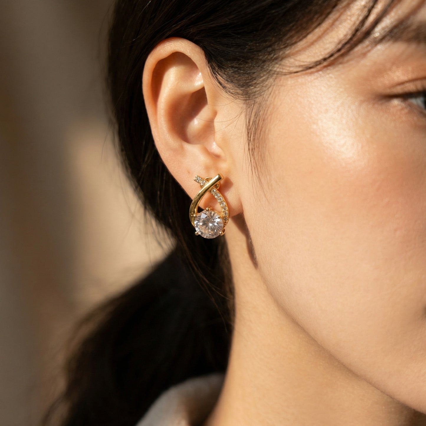 Korean Cross Bling Stud Earrings