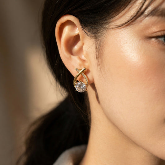 Korean Cross Bling Stud Earrings