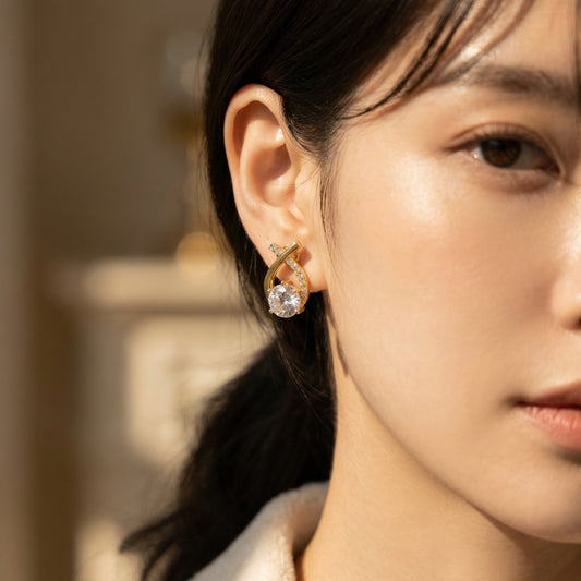 Korean Cross Bling Stud Earrings