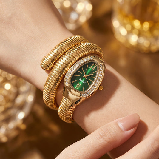 Korean Luxe Wrap Gold Watch – Emerald Green Dial