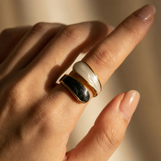 Korean Gold Plated Geometric Adjustable Finger Ring