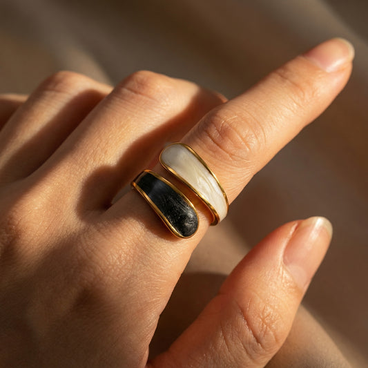 Korean Gold Plated Geometric Adjustable Finger Ring
