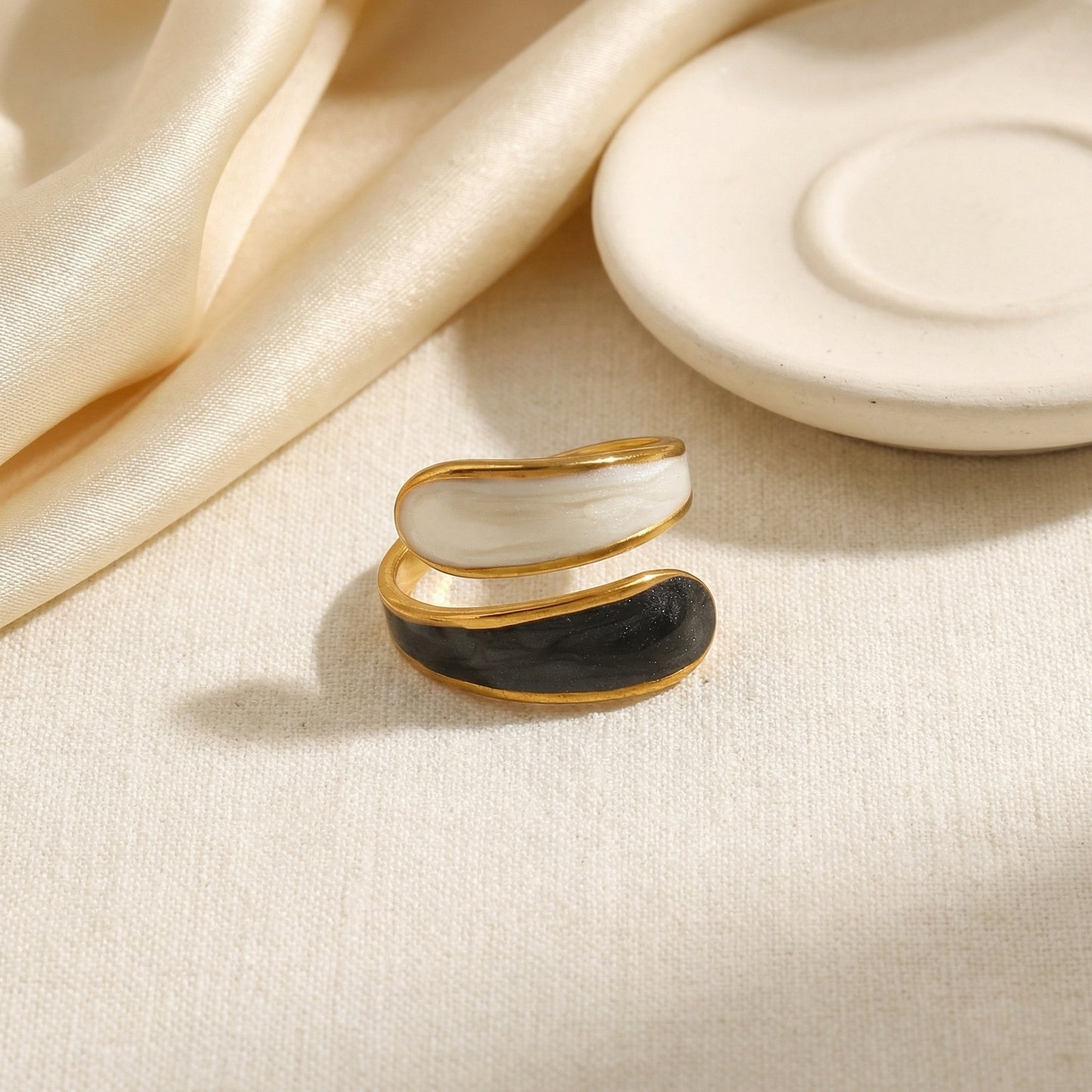 Korean Gold Plated Geometric Adjustable Finger Ring