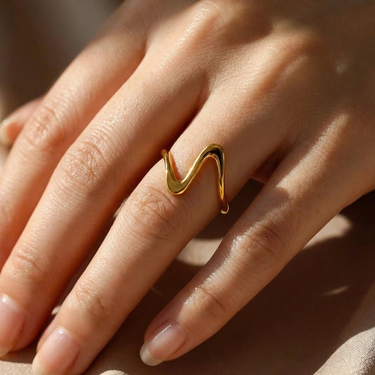 Korean Gold Plated Geometric Open Finger Ring