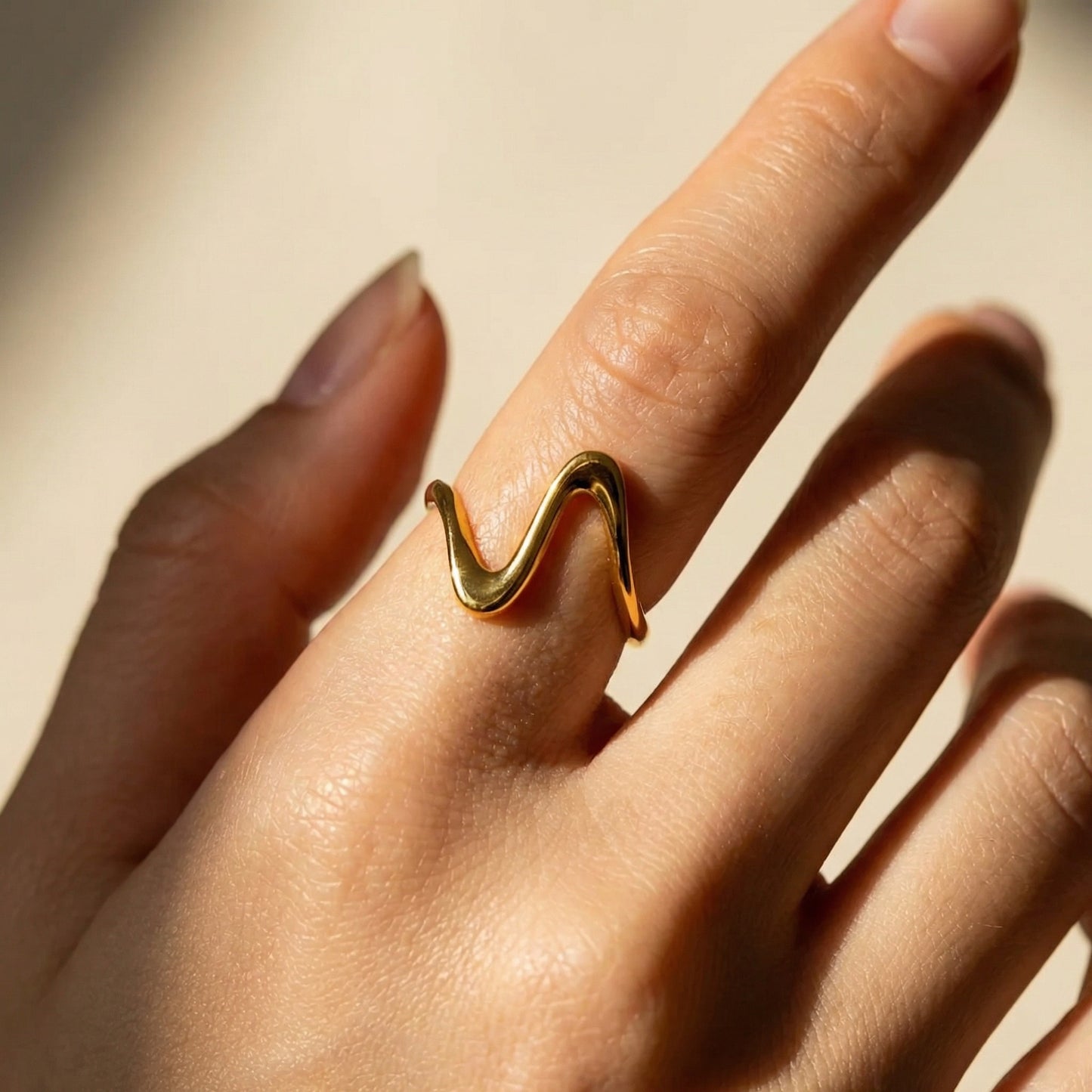 Korean Gold Plated Geometric Open Finger Ring