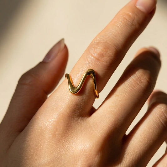 Korean Gold Plated Geometric Open Finger Ring