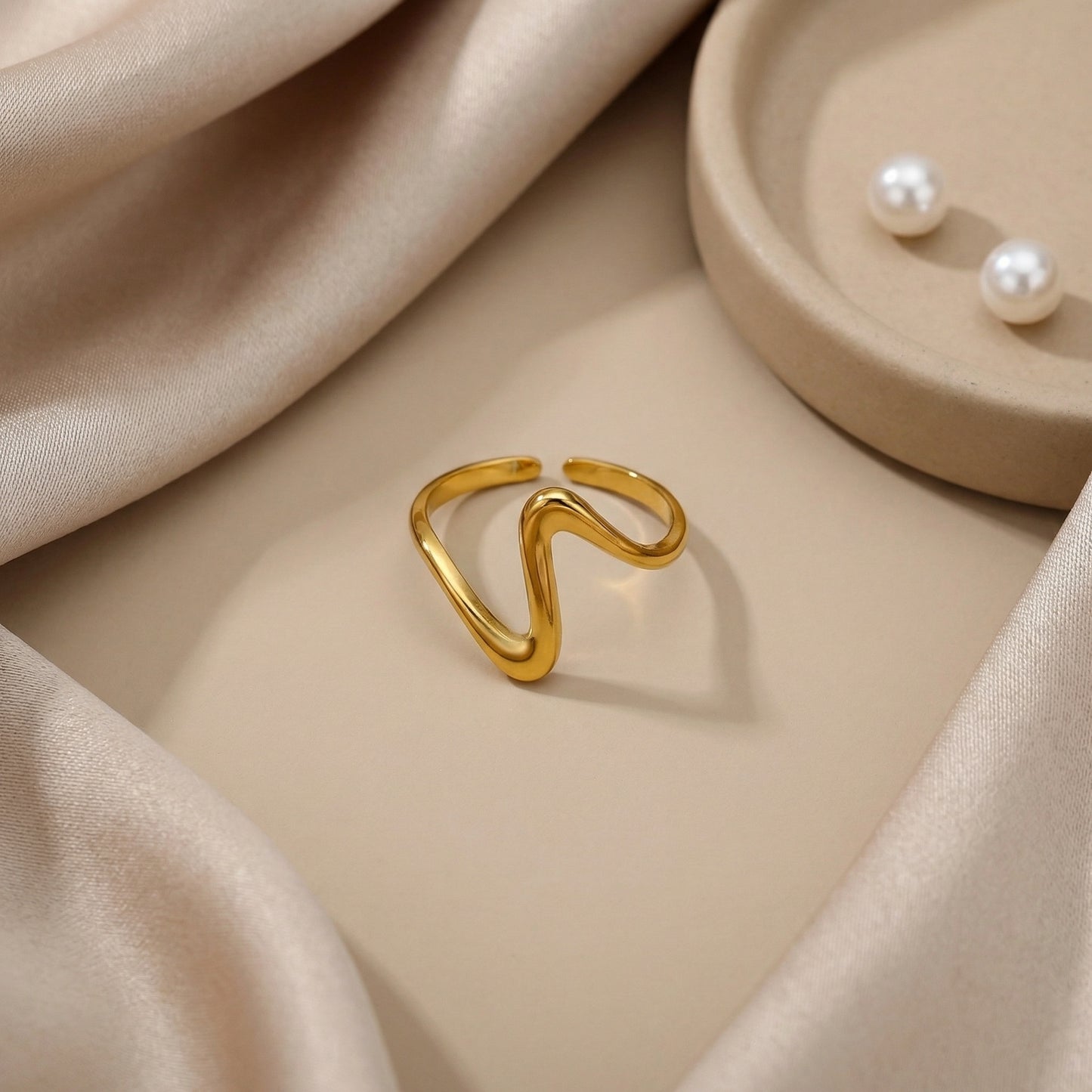 Korean Gold Plated Geometric Open Finger Ring