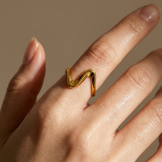 Korean Gold Plated Spiral Open Finger Ring