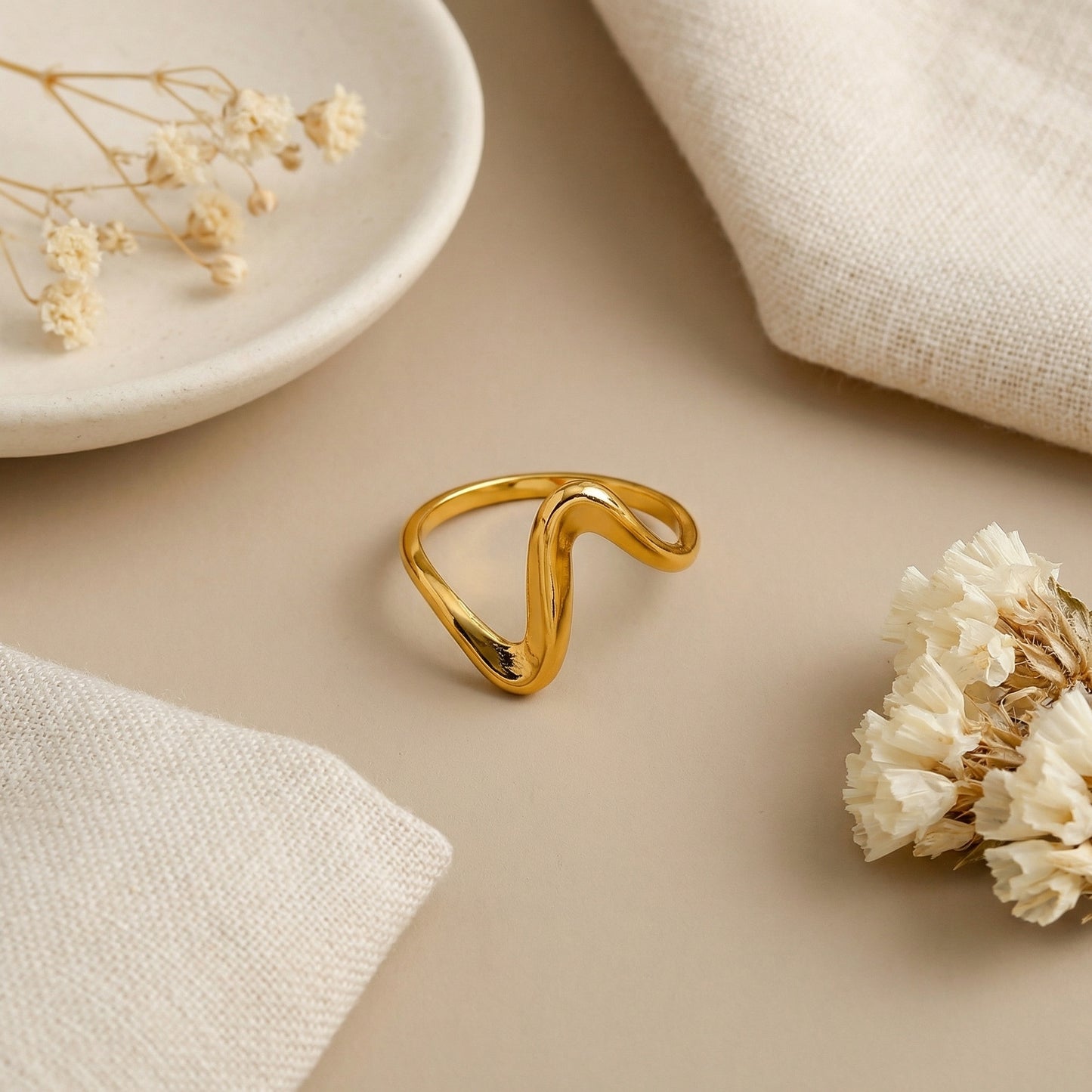 Korean Gold Plated Spiral Open Finger Ring