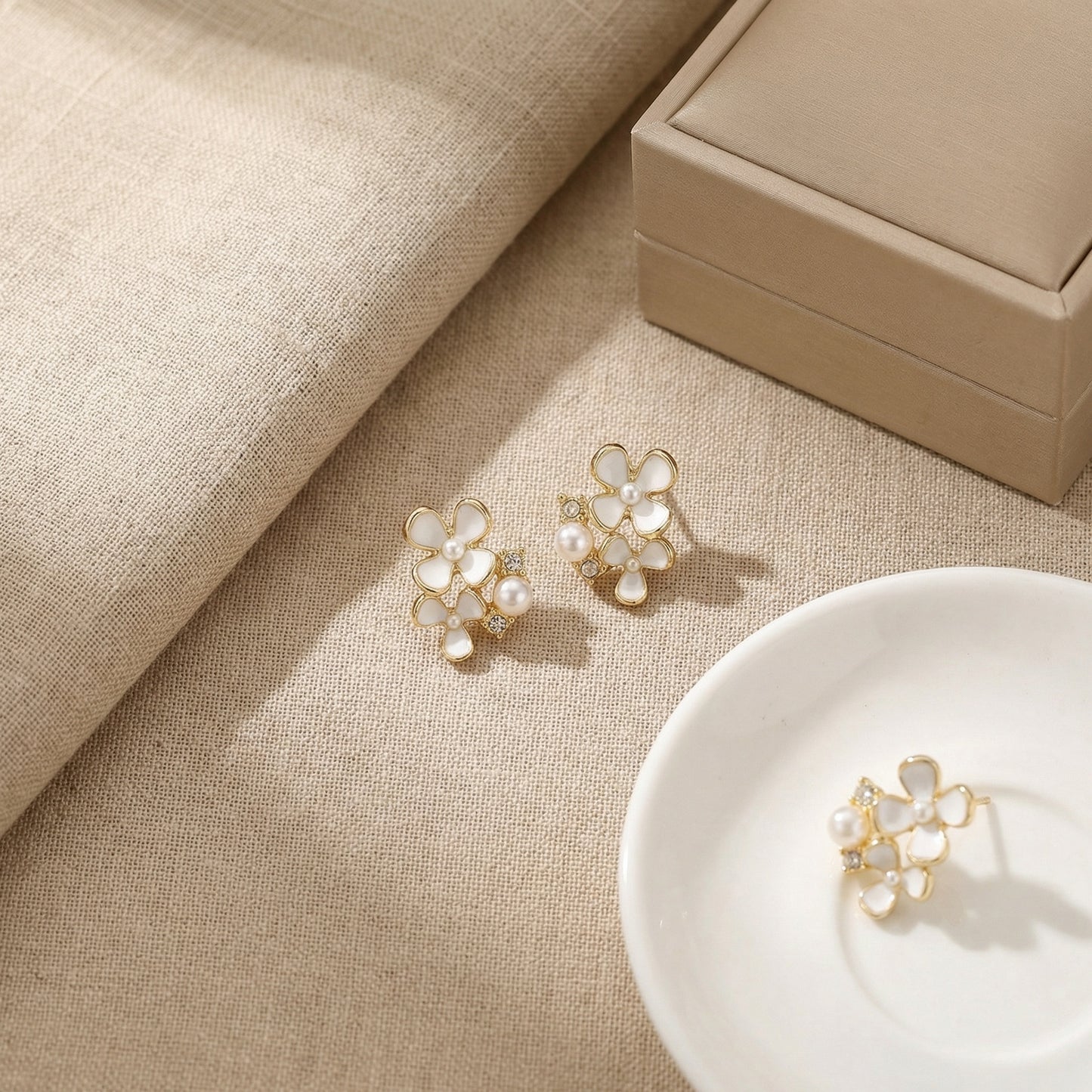 Korean Pearl Blossom Cluster Stud Earrings