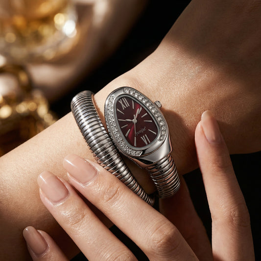 Korean Luxe Wrap Silver Watch – Ruby Dial