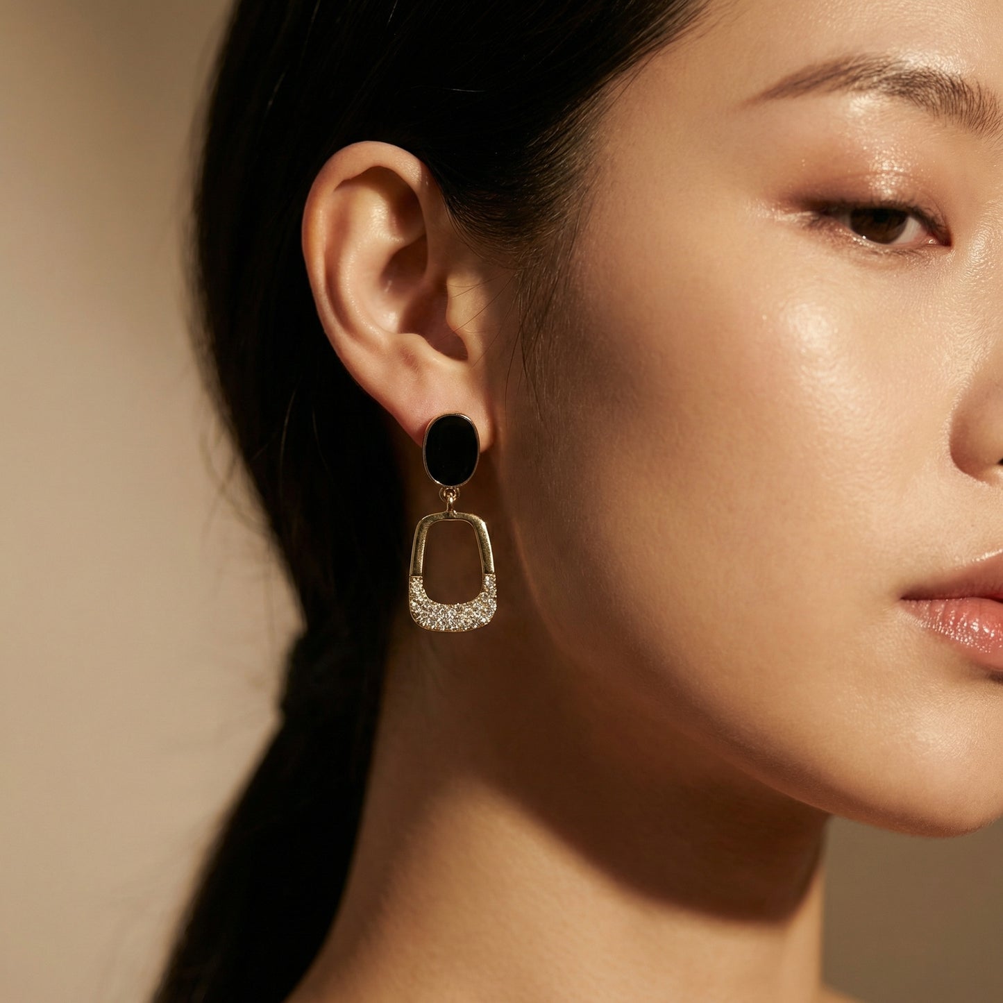 Korean Black Drop Earrings