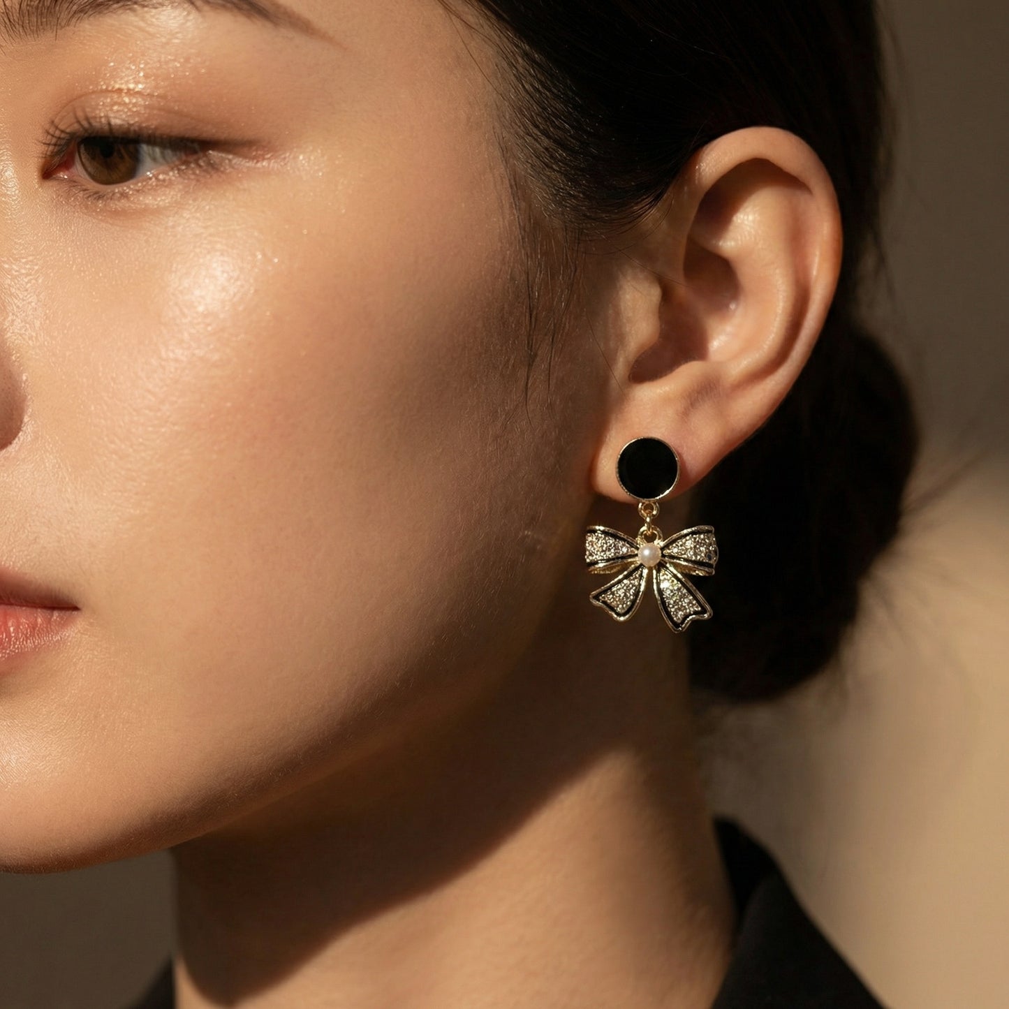 Midnight Bow Luxe Drop Earrings