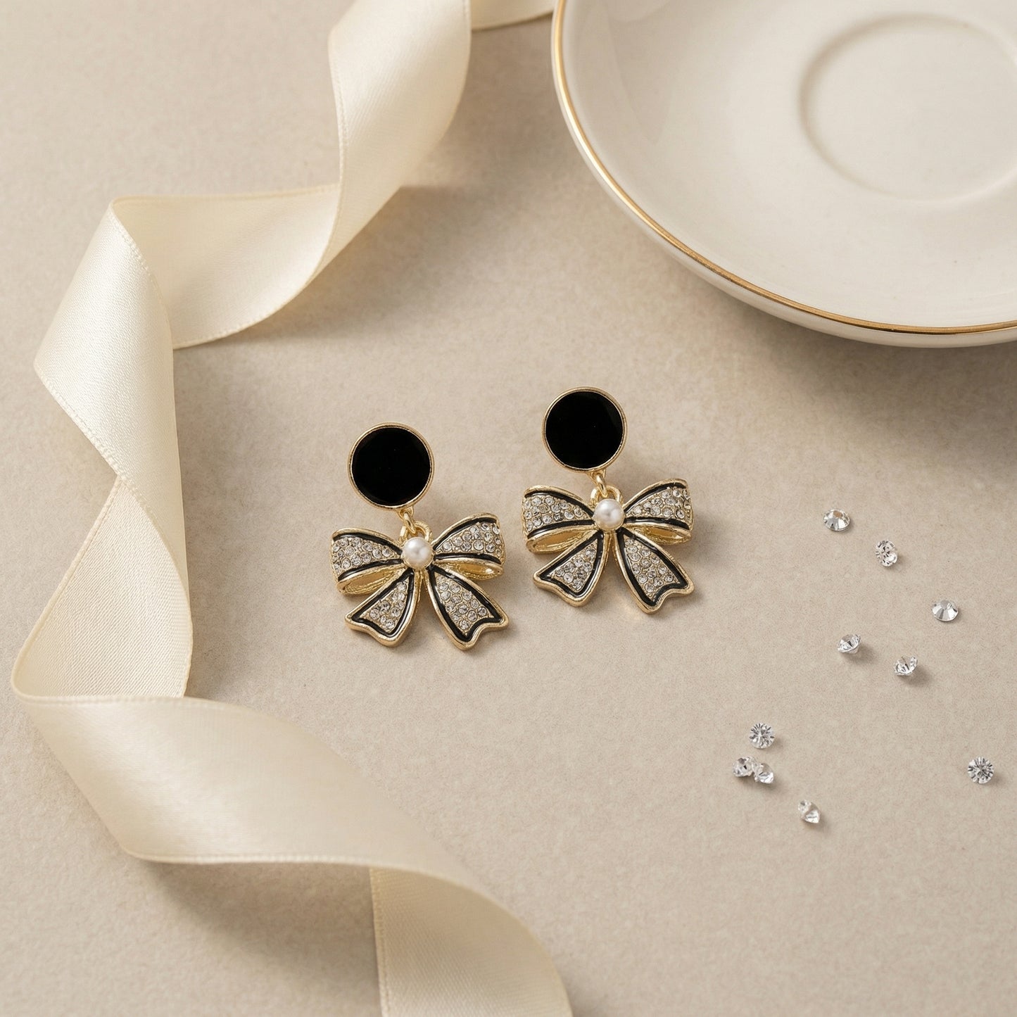 Midnight Bow Luxe Drop Earrings