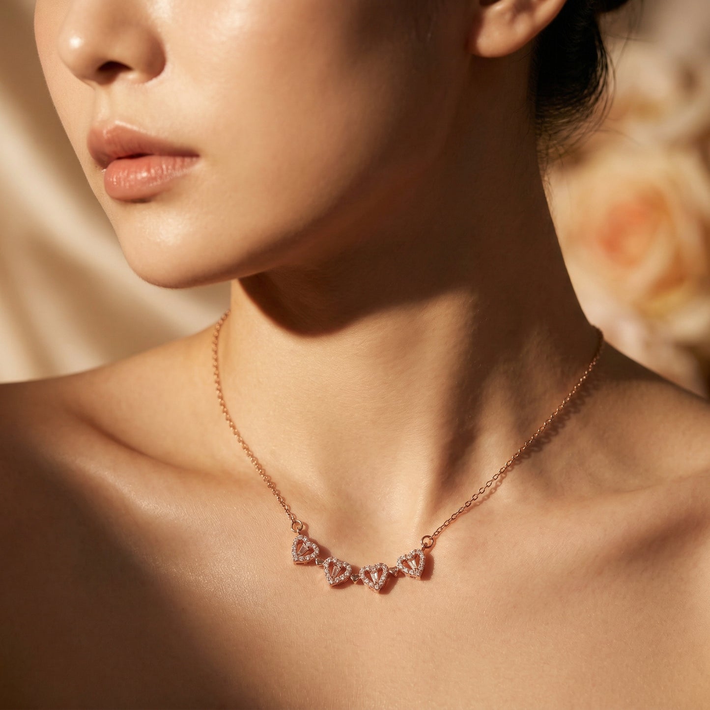 Rose Gold Bloom Magnetic Pendant Necklace