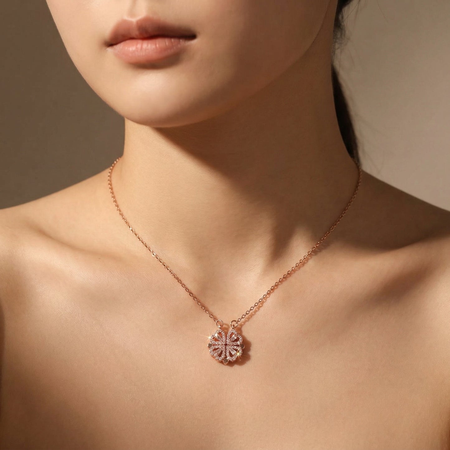 Rose Gold Bloom Magnetic Pendant Necklace