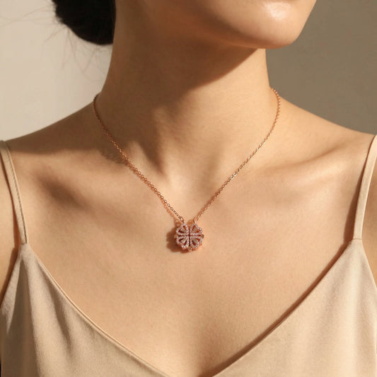 Rose Gold Bloom Magnetic Pendant Necklace