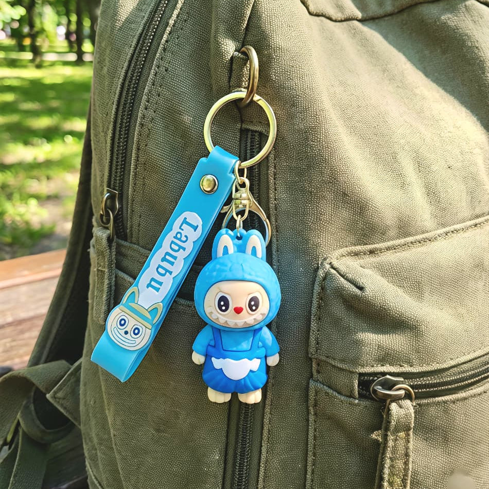 Blue Labubu Keychain with Charm